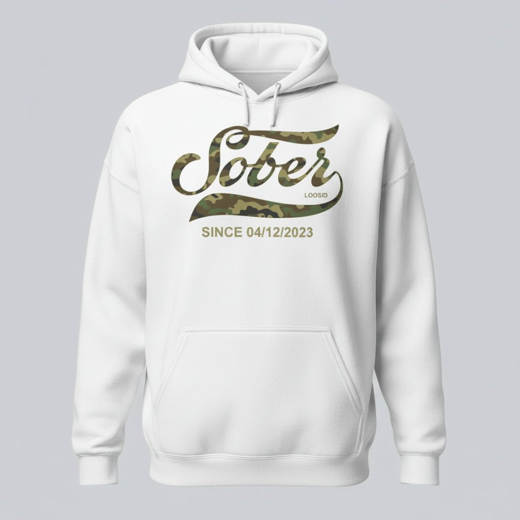 Recovery Hoodie | Sober Since Camo Hoodie with Personalized Date