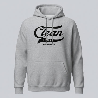 Recovery Hoodie | Men's Clean Since Hoodie with Custom Sobriety Date