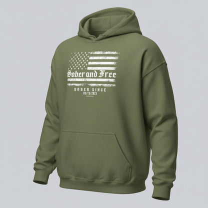 Recovery Hoodie | Sober and Free Custom Sobriety Date Hoodie
