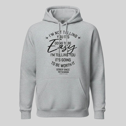 I'm Not Telling Custom Sobriety Date Recovery Hoodie graphic detail (view 24)