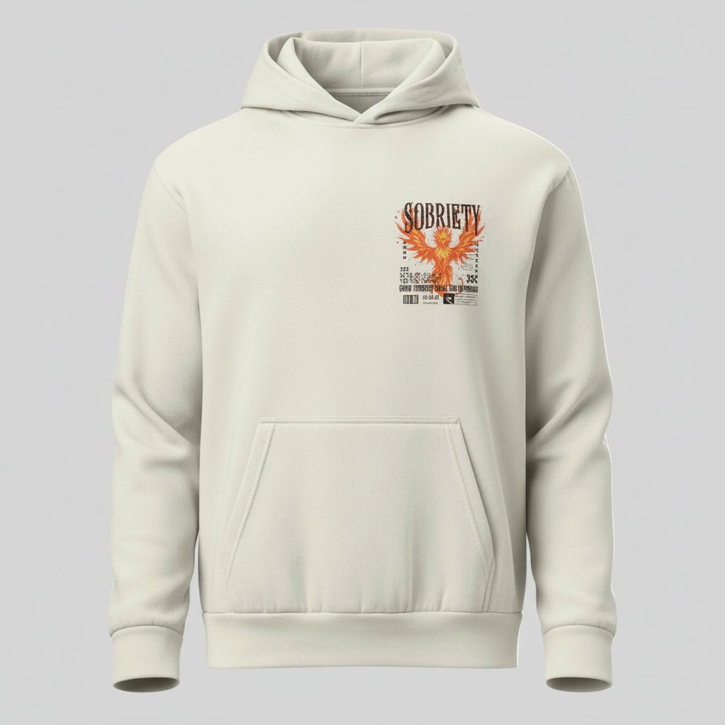 Cream Phoenix Reborn | Front & Back Print Sober Hoodie Limited Edition
