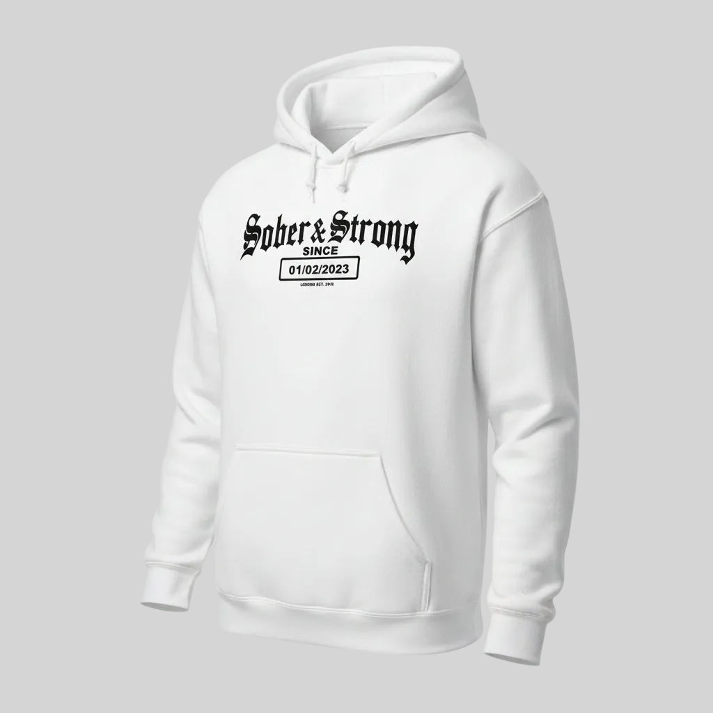 Recovery Hoodie | Men's Sober & Strong Old School with Custom Date