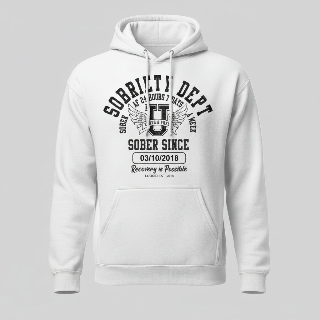 Recovery Hoodie | Sobriety Dept Unisex Hoodie with Custom Sobriety Date