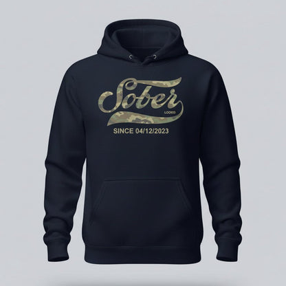 Recovery Hoodie | Sober Since Camo Hoodie with Personalized Date