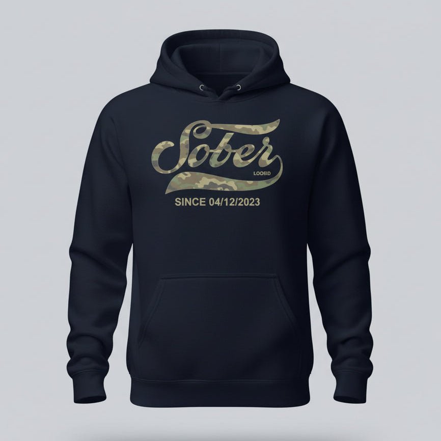 Recovery Hoodie | Sober Since Camo Hoodie with Personalized Date