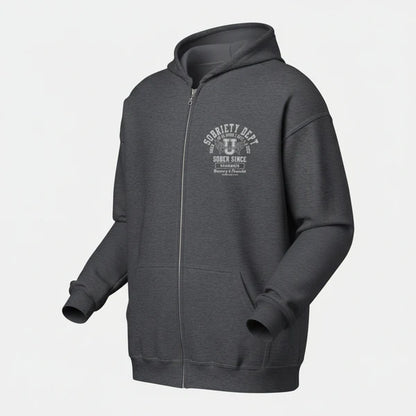 Sobriety Dept Zip Recovery Hoodie side view (view 16)