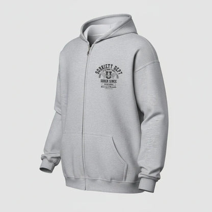 Sobriety Dept Zip Recovery Hoodie featuring the design (view 31)
