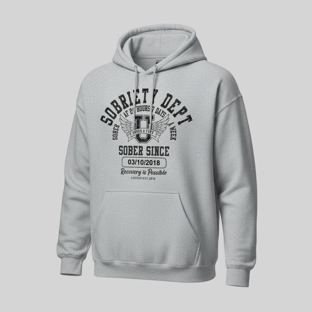 Recovery Hoodie | Sobriety Dept Unisex Hoodie with Custom Sobriety Date