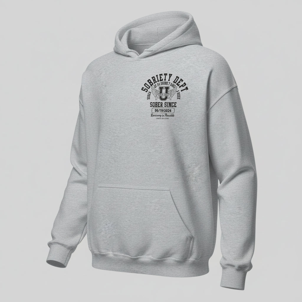 Sobriety Dept Recovery Hoodie graphic detail (view 14)