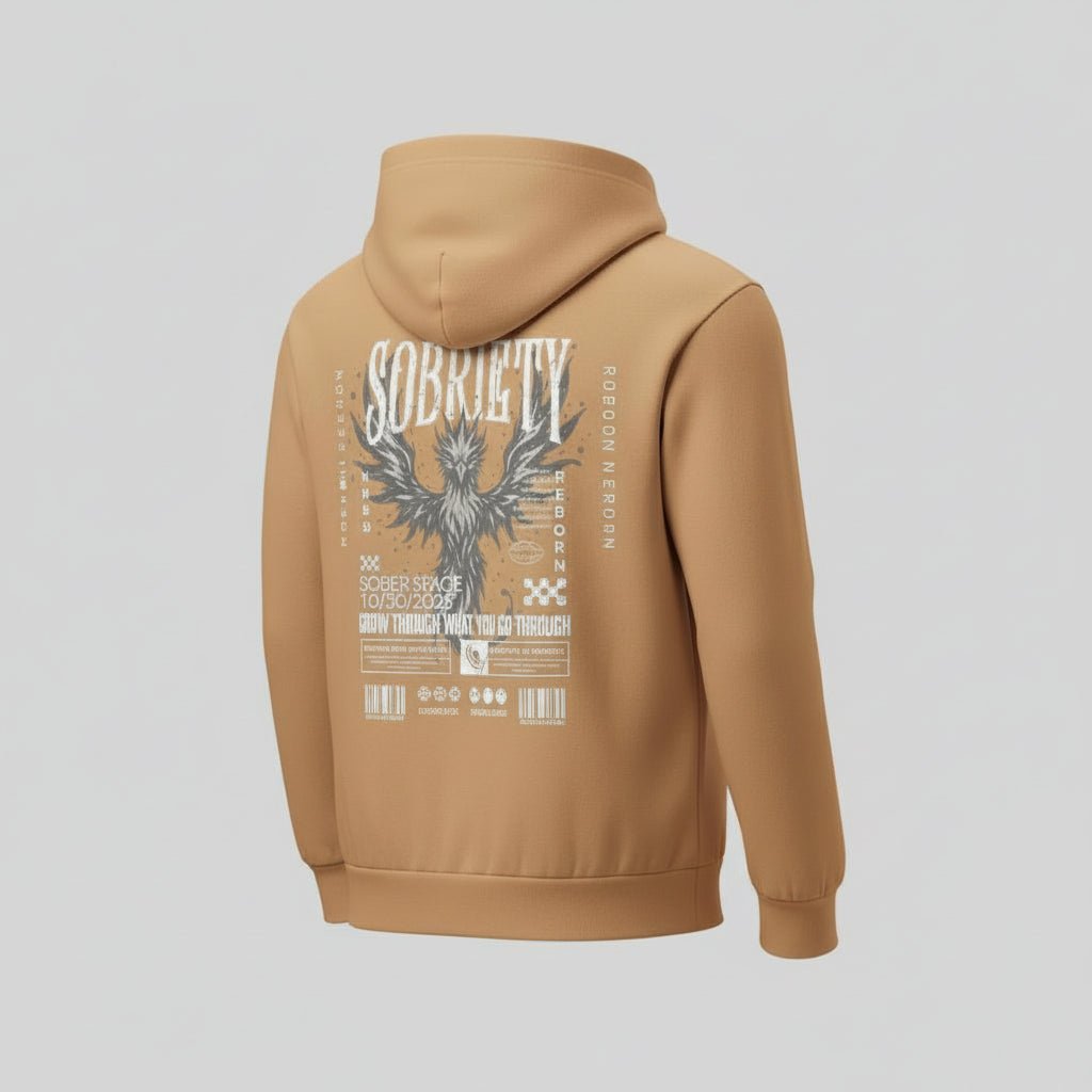 Tan Phoenix Reborn | Front & Back Print Sober Hoodie Limited Edition