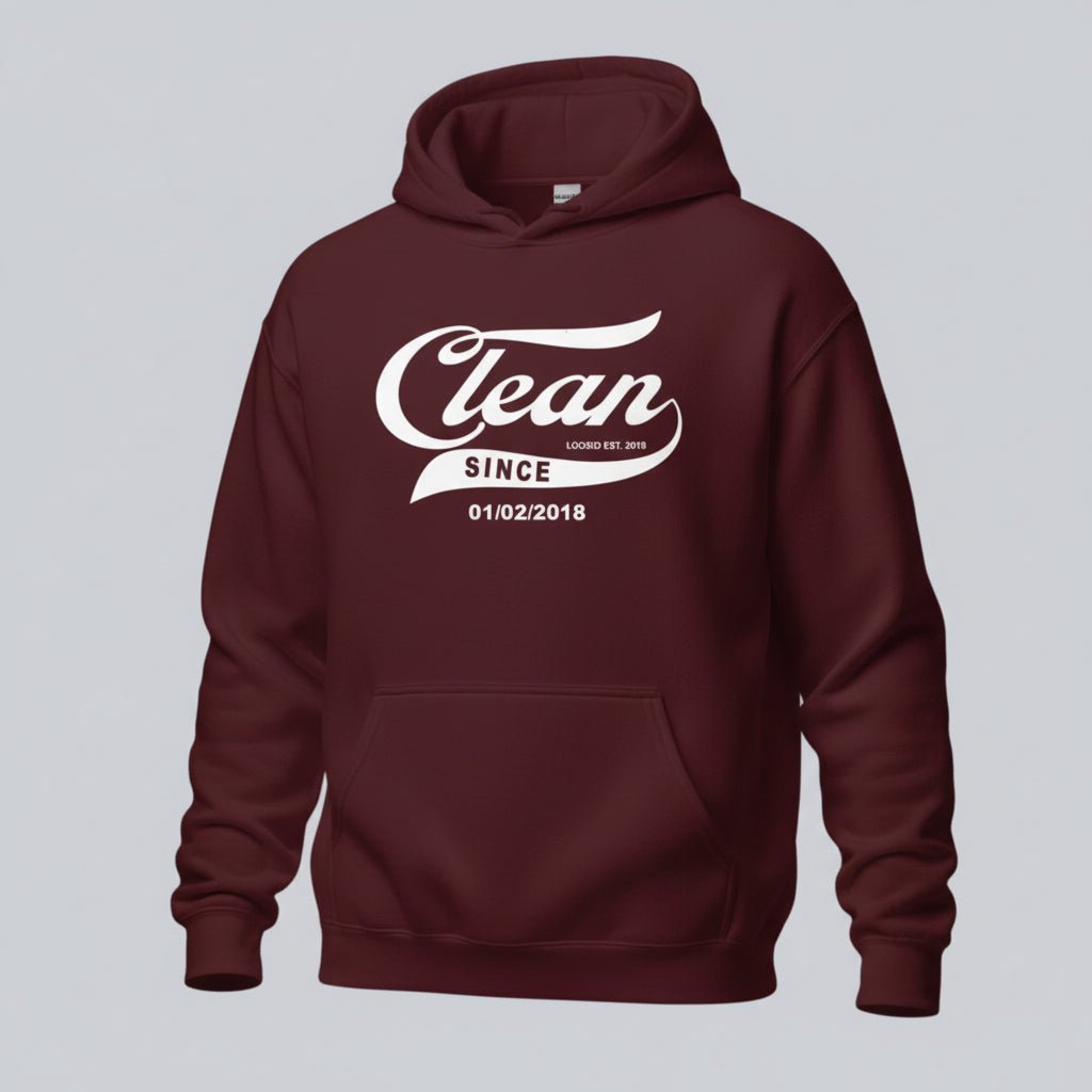 Recovery Hoodie | Men's Clean Since Hoodie with Custom Sobriety Date