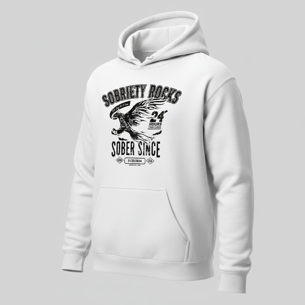 Sobriety Rocks | Women's Sober Since Hoodie with Custom Sobriety Date