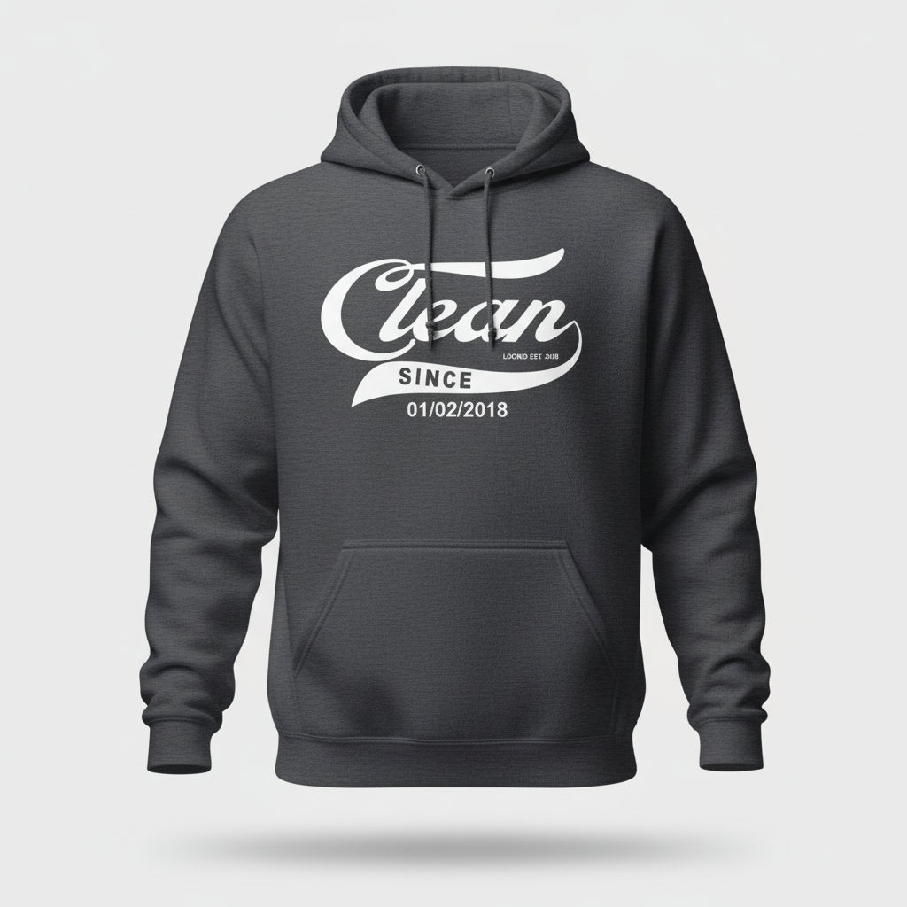 Clean Since Hoodie with Date Recovery Hoodie fit detail (view 29)