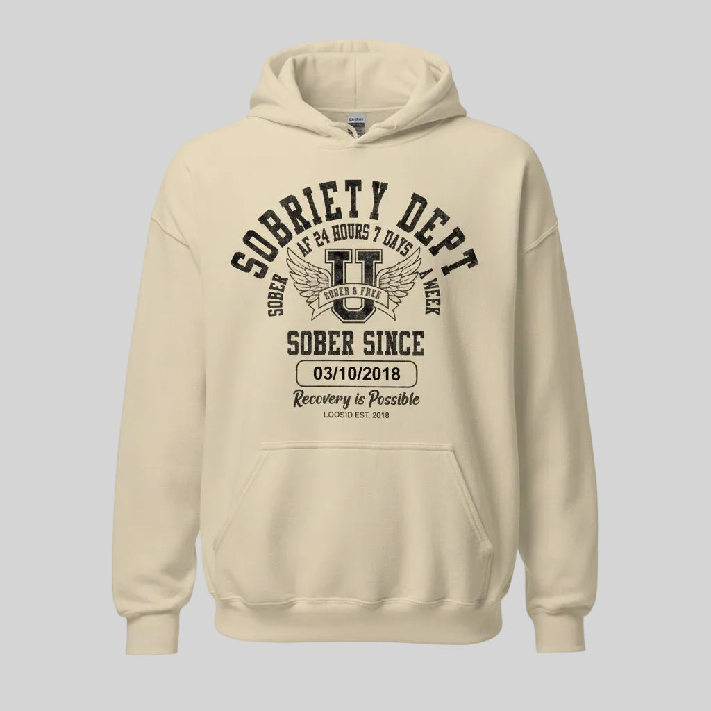 Recovery Hoodie | Sobriety Dept Unisex Hoodie with Custom Sobriety Date