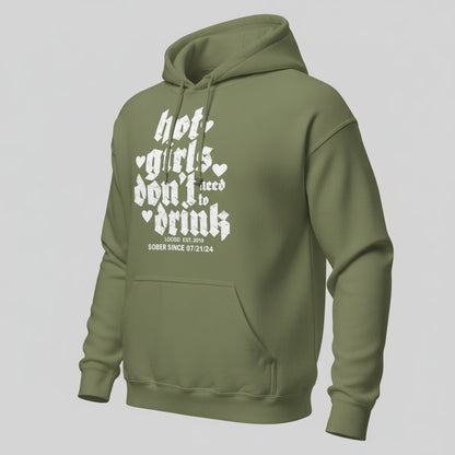Hot Girls Don't Drink Recovery Hoodie fit detail (view 19)