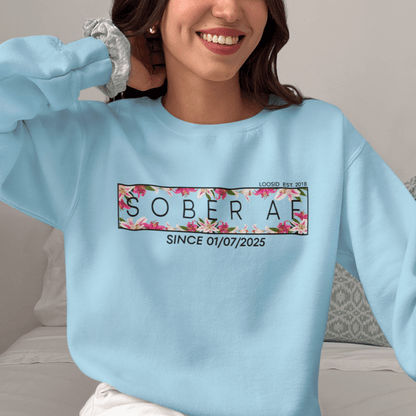 Recovery hoodie with personalized sobriety date in bold design
