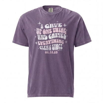 I Gave Up One Thing Women garment dyed Sober T Shirt graphic detail (view 4)