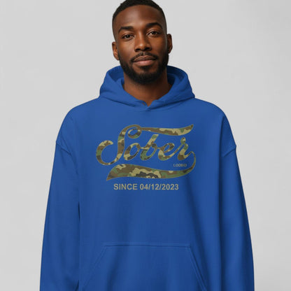 Recovery Hoodie | Sober Since Camo Hoodie with Personalized Date