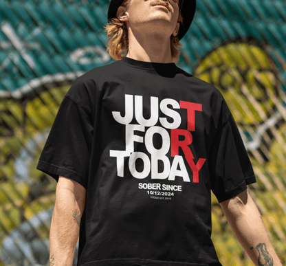 Men's Just Try For Today T-shirt with Custom Sobriety Date