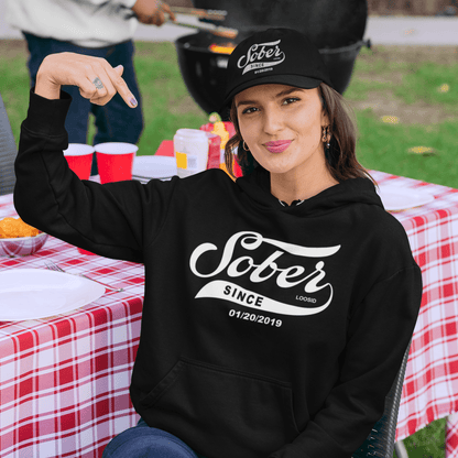 Women's Sober Since Hoodie + Trucker Hat Bundle w/ Personalized Sobriety Date