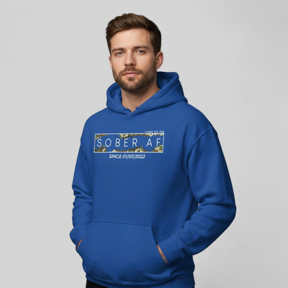 Recovery Hoodie | Men's Sober AF Camo Hoodie with Custom Sober Date