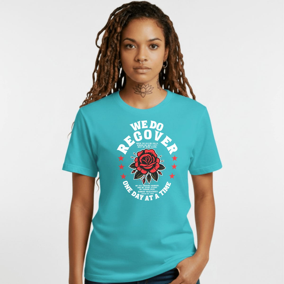 We Do Recover Sober T Shirt fit detail (view 9)