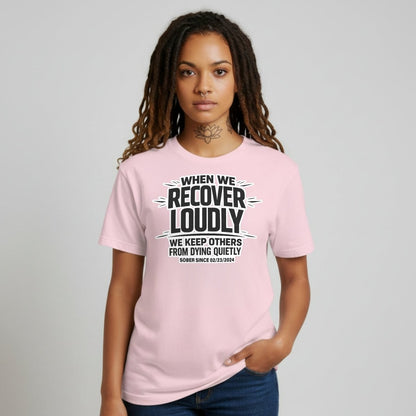 We Do Recover Sober T Shirt close-up view (view 22)