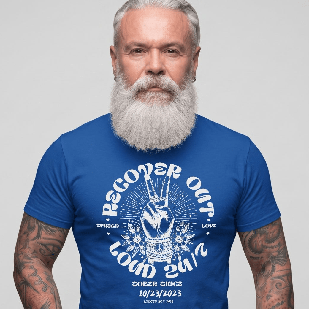 Recover Out Loud Sober T Shirt lifestyle view (view 25)