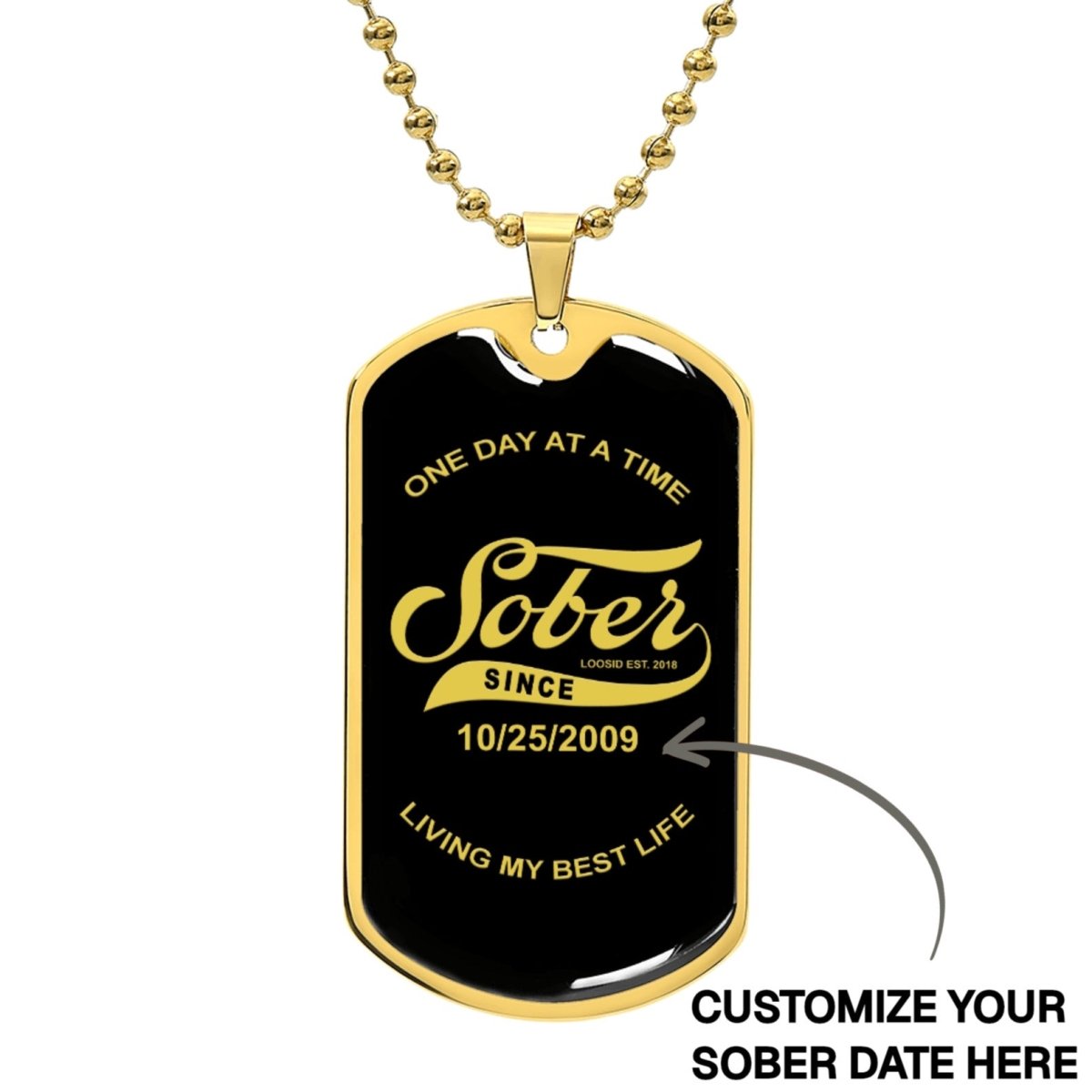 Sobriety Gift | Sober Since Dog Tag Jewelry