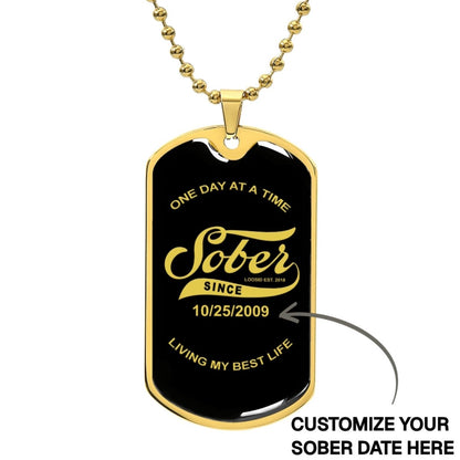 Sobriety Gift | Sober Since Dog Tag Jewelry