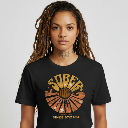 Sober and Thriving Sober T Shirt back view (view 7)