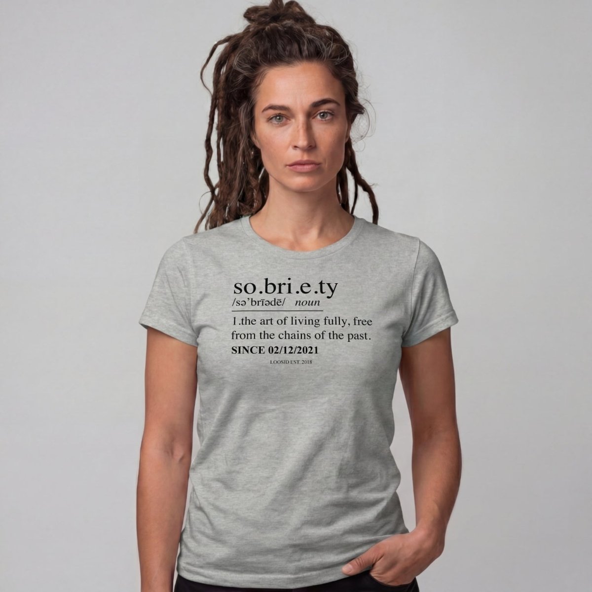 Sober T Shirt | Women's Sobriety Definition Tee with Custom Sober Date