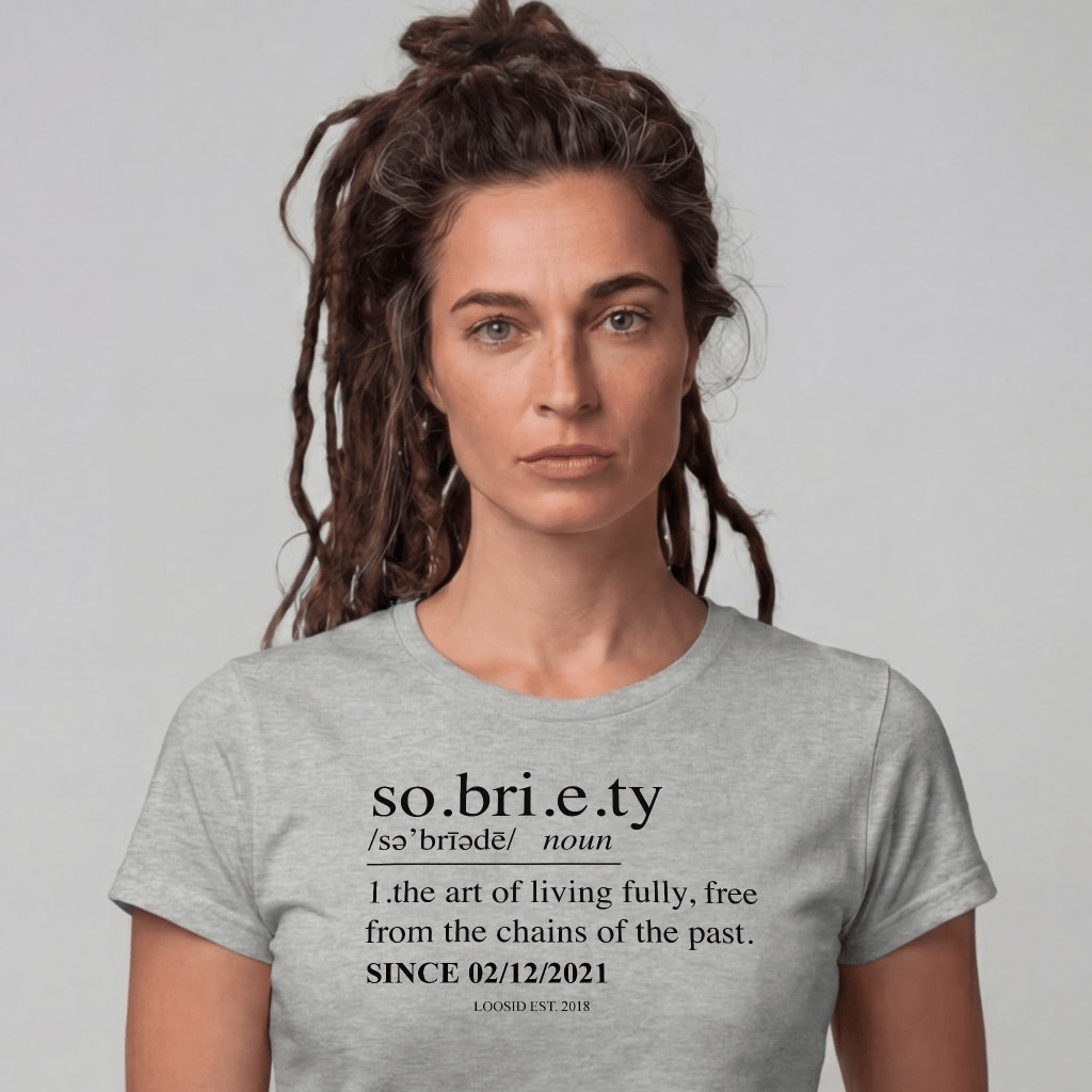 Sober T Shirt | Women's Sobriety Definition Tee with Custom Sober Date