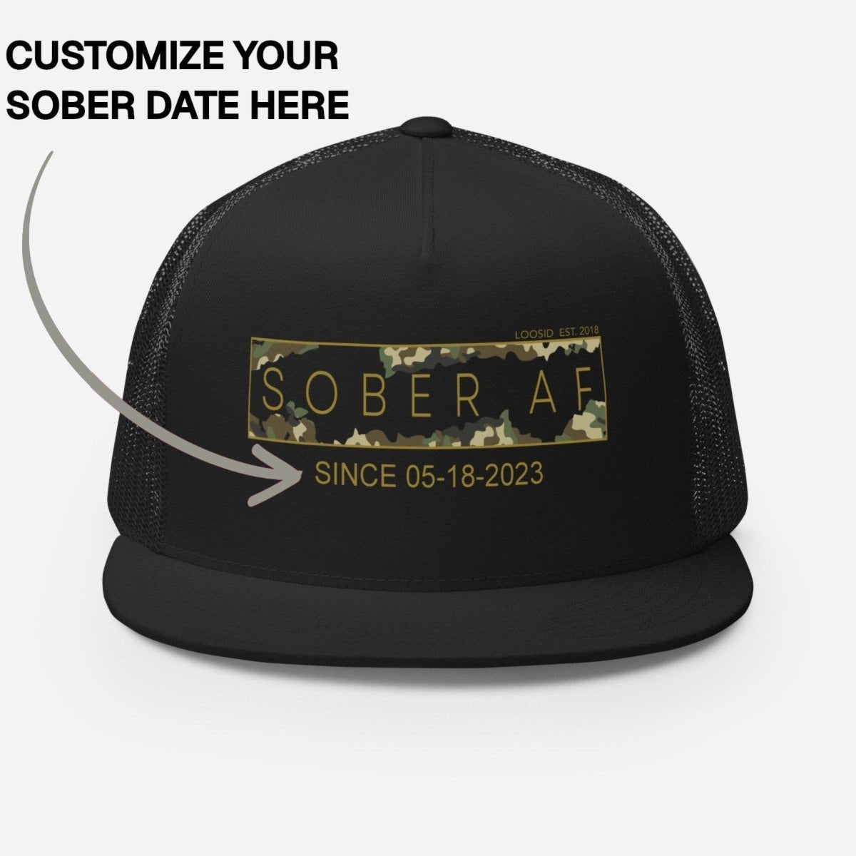 Sober Hat | Sober AF Camo Trucker