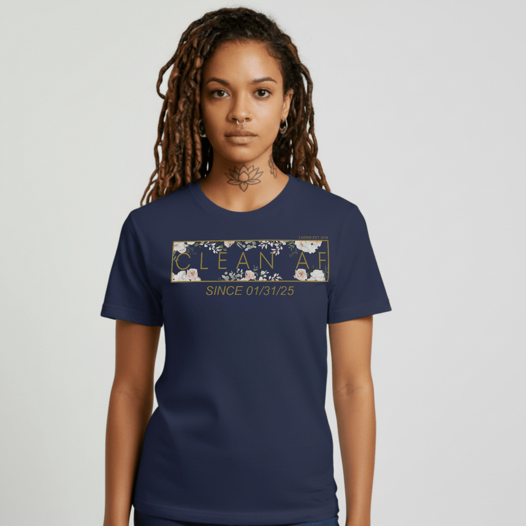 Clean AF Flower Sober T Shirt back view (view 7)