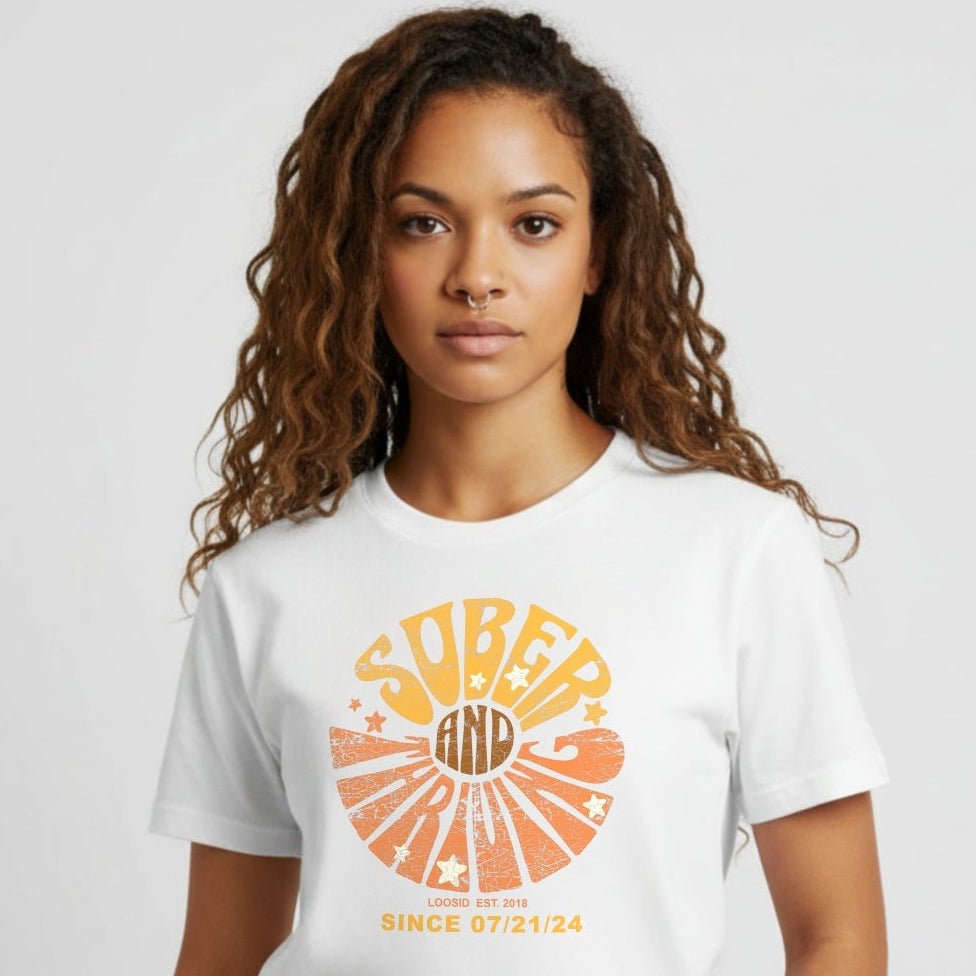 Sober and Thriving Sober T Shirt graphic detail (view 4)