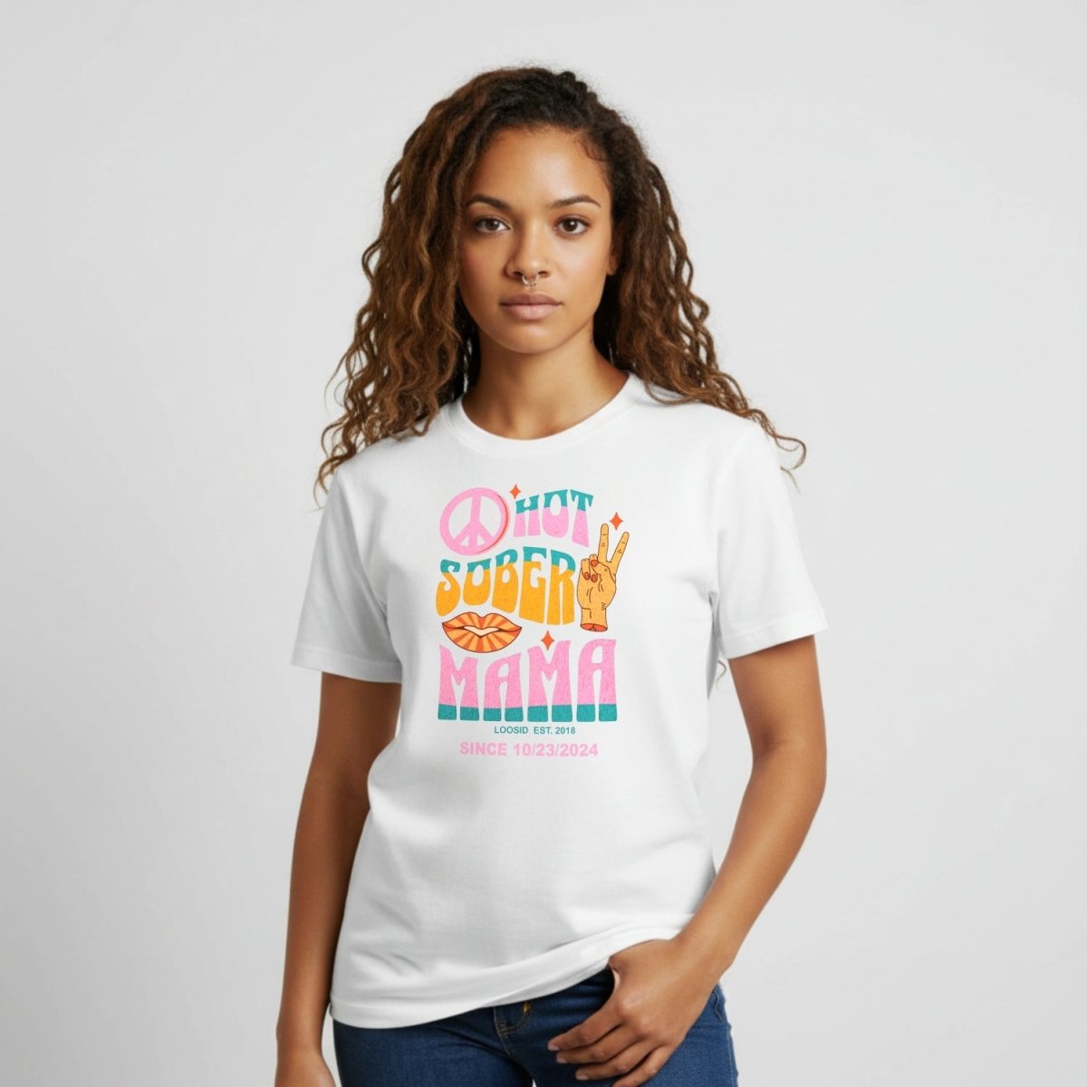 Hot Sober Mama Sober T Shirt lifestyle view (view 5)