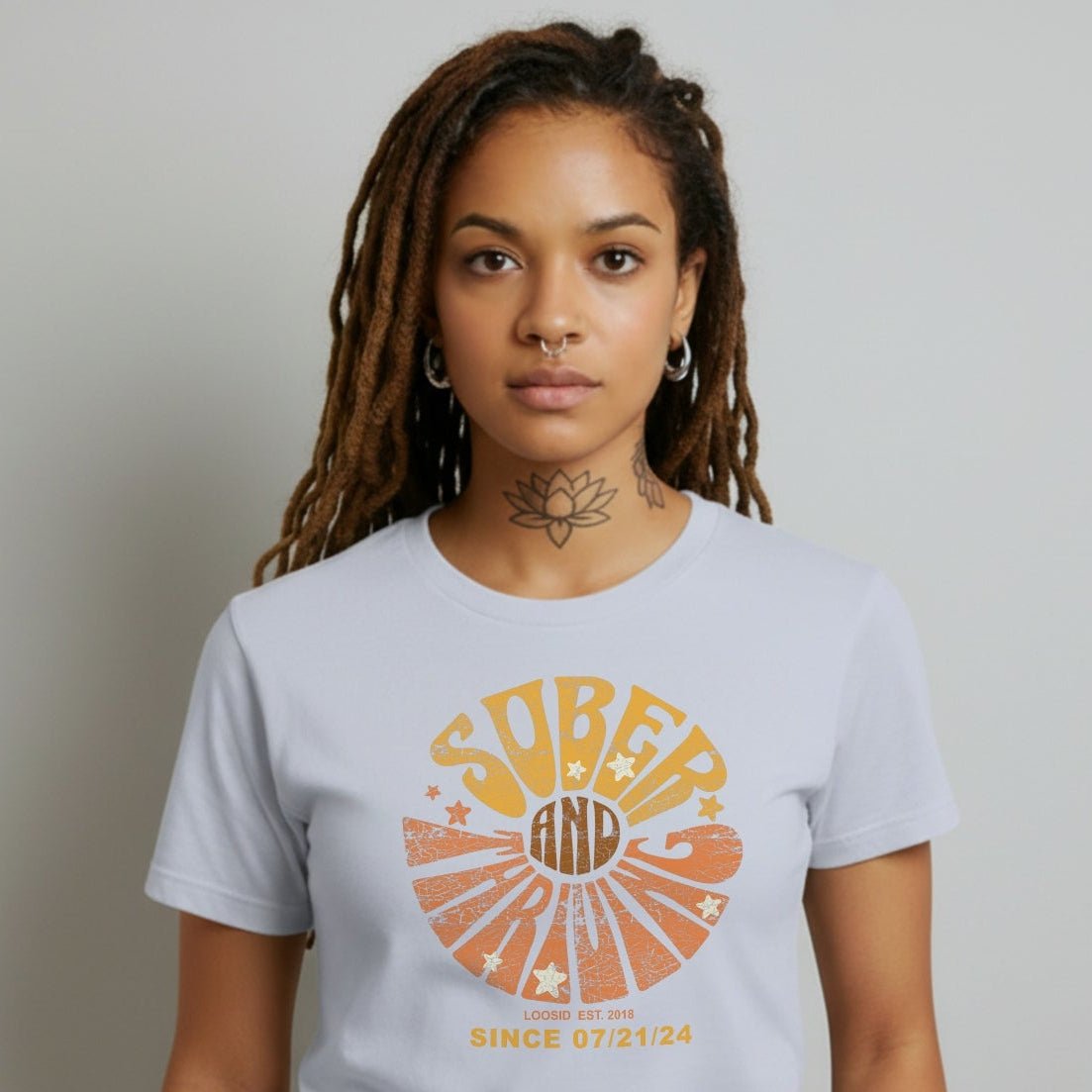 Sober and Thriving Sober T Shirt fit detail (view 19)