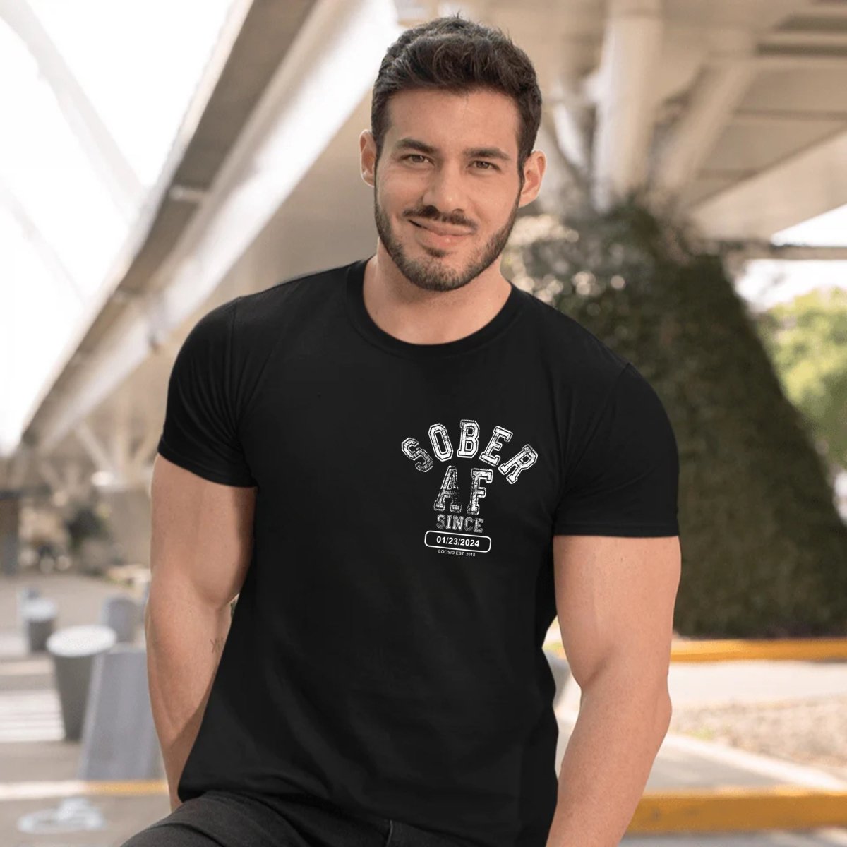 Men's Sober AF T-Shirt with Custom Sobriety Date