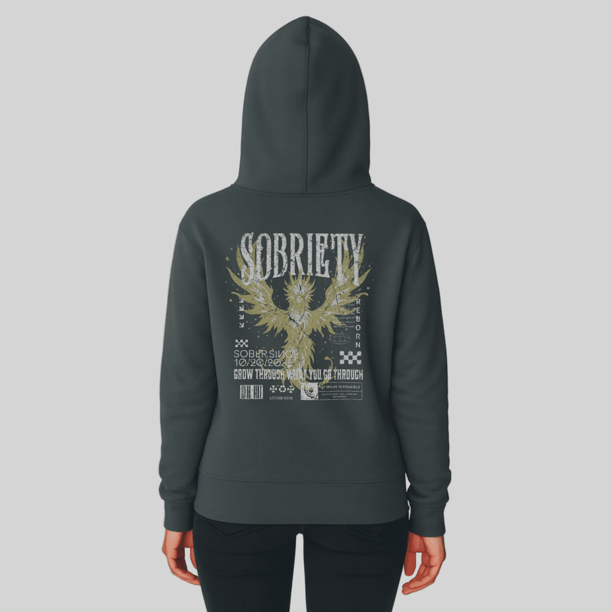 Navy Phoenix Reborn Recovery Hoodie ULTRA Premium Garment Dyed Recovery Hoodie close-up view (view 2)