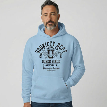 Recovery Hoodie | Sobriety Dept Hoodie with Custom Sobriety Date