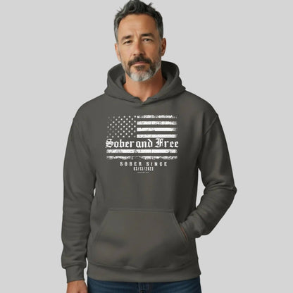 Recovery Hoodie | Sober and Free Custom Sobriety Date Hoodie