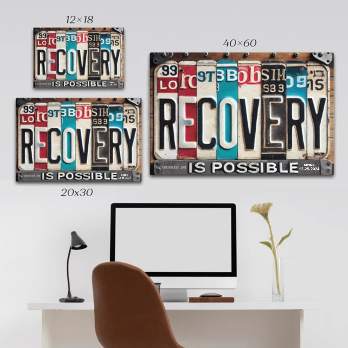 Recovery Is Possible License Plate Sobriety Art close-up view (view 2)