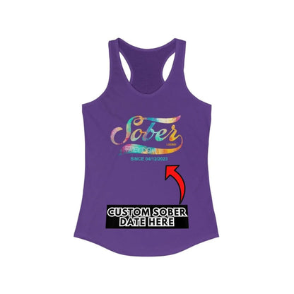 Sober T Shirt | Women’s Sober Since Racerback Tank with Date