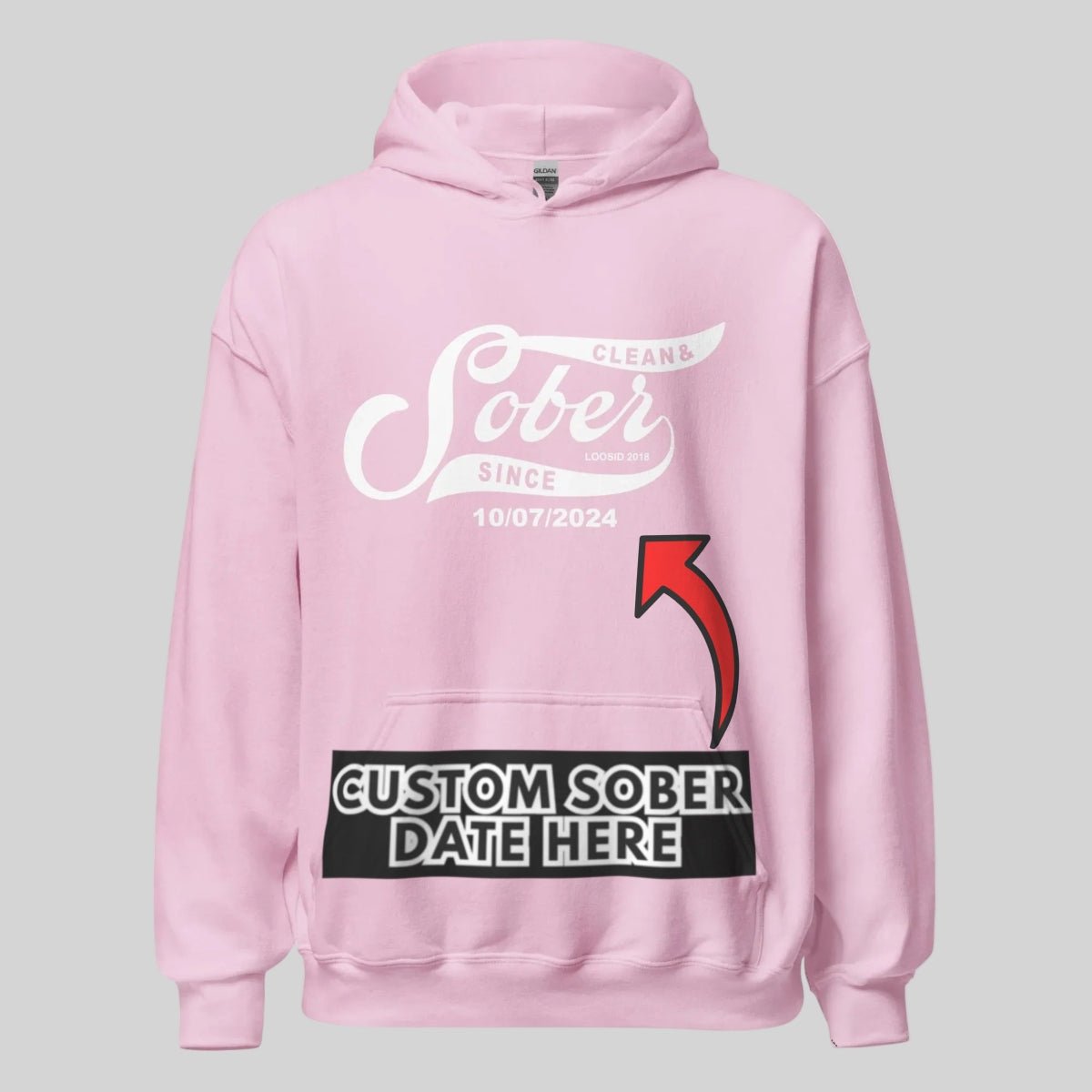 Recovery Hoodie | Women's Sober Since Hoodie with Custom Sober Date