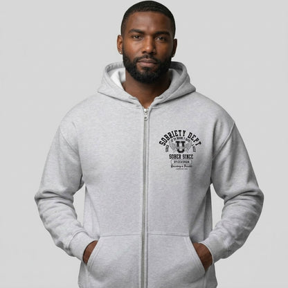 Recovery Hoodie | Sobriety Dept 24/7 Zip Hoodie with Custom Date