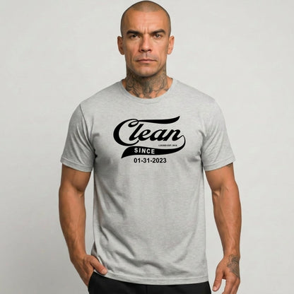 Clean Since Tee with Personalized Sobriety Date | Sober T Shirt