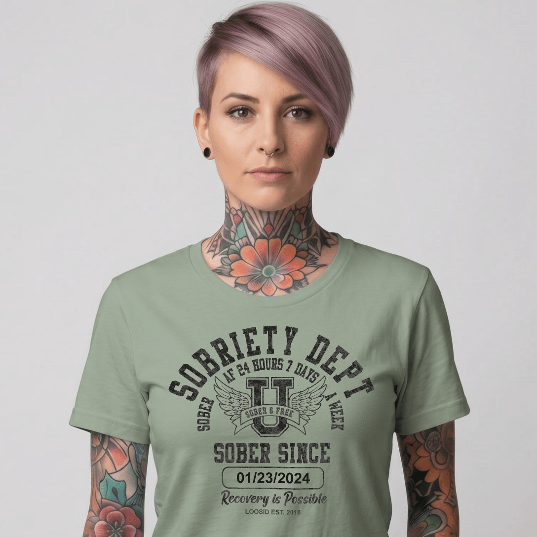 Sobriety Dept Sober T Shirt product photo (view 10)