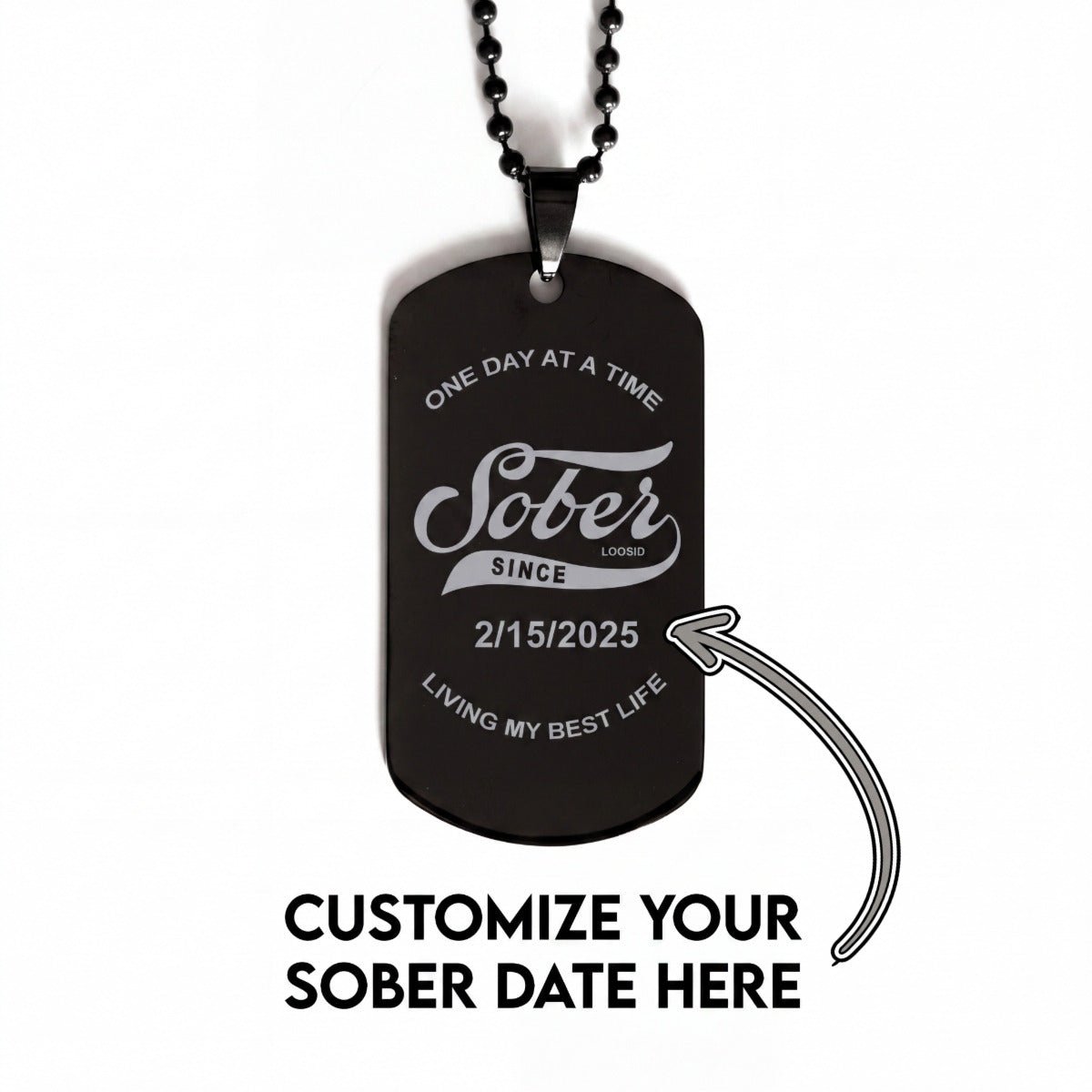 Sobriety Gift | Sober Since Engraved Dog Tag Jewelry