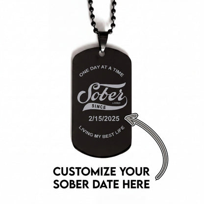 Sobriety Gift | Sober Since Engraved Dog Tag Jewelry